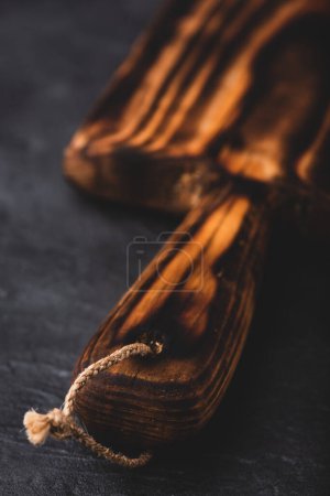Photo for Handmade Cutting Board on Dark Background - Royalty Free Image