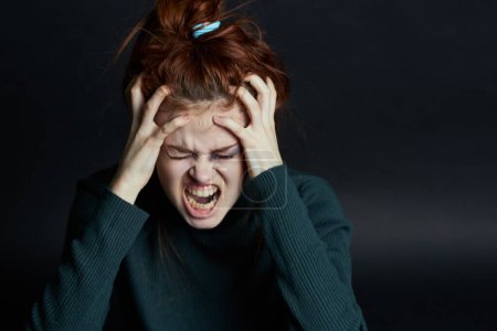 Photo for Emotional woman with black eye abuse discontent depression - Royalty Free Image