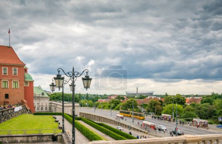 Foto de La ciudad vieja y el estadio en Varsovia - Imagen libre de derechos