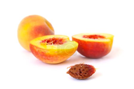 Photo for Ripe peach isolated on white background - Royalty Free Image