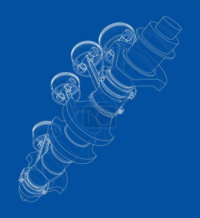 Photo for Engine crankshaft with pistons outline - Royalty Free Image