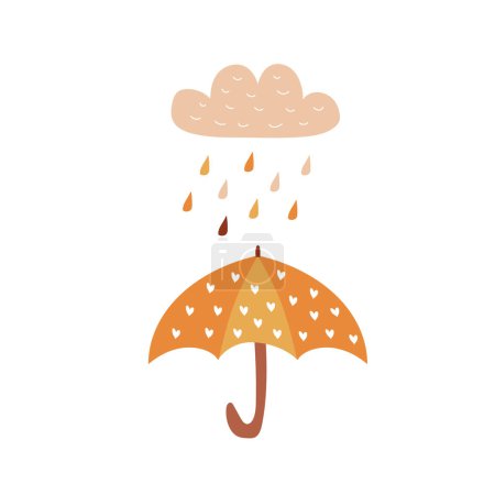 Téléchargez les photos : Fond avec gouttes de pluie et parapluie. Thème d'automne. Peut être utilisé pour la carte - en image libre de droit