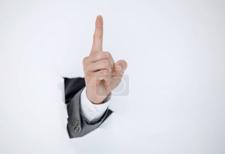 Téléchargez les photos : Main d'homme d'affaires montrant un geste d'avertissement - en image libre de droit