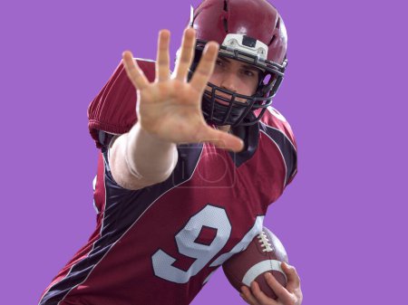Téléchargez les photos : Joueur de football américain isolé sur fond coloré - en image libre de droit