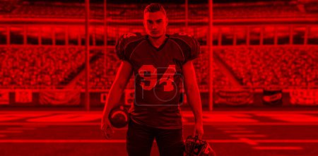Photo for Duo toned american football player in  arena at night - Royalty Free Image