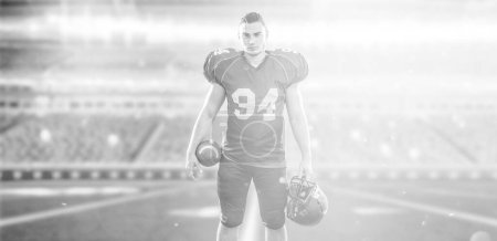 Photo for American Football Player isolated on big modern stadium field - Royalty Free Image