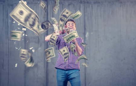 Foto de "hombre de negocios haciendo la lluvia de dinero
" - Imagen libre de derechos