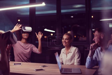 Photo for Multiethnic Business team using virtual reality headset - Royalty Free Image