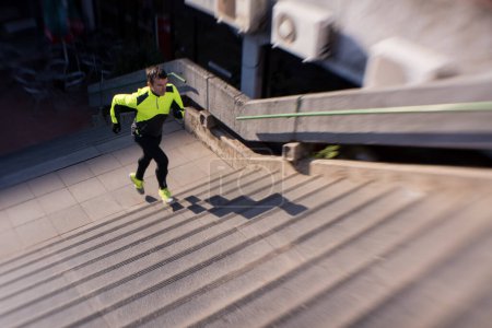 Téléchargez les photos : Homme jogging dans la rue - en image libre de droit