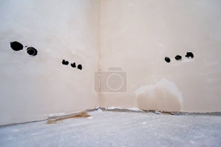 Photo for Interior of construction site with white drywall - Royalty Free Image