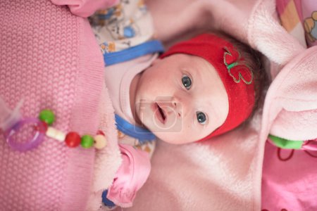 Photo for Happy newborn little baby smiling - Royalty Free Image