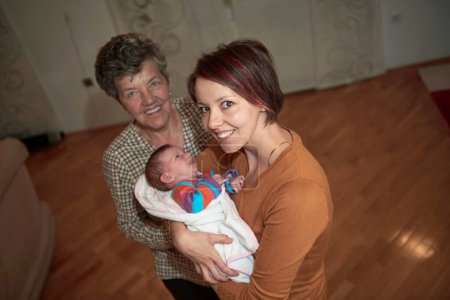 Photo for Family portrait with grandparents parents  and  baby - Royalty Free Image