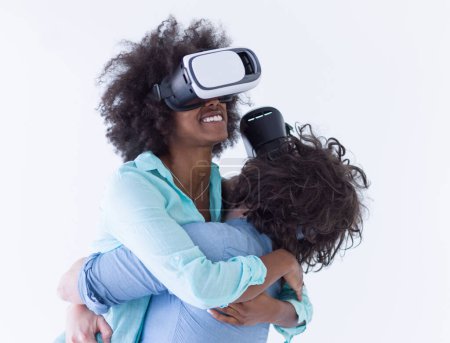 Photo for Multiethnic couple getting experience using VR headset glasses - Royalty Free Image