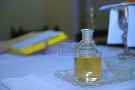 Photo for Bottle of essential oil on table - Royalty Free Image