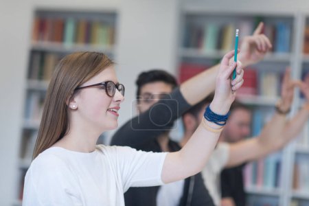 Photo for Group of students  raise hands up - Royalty Free Image