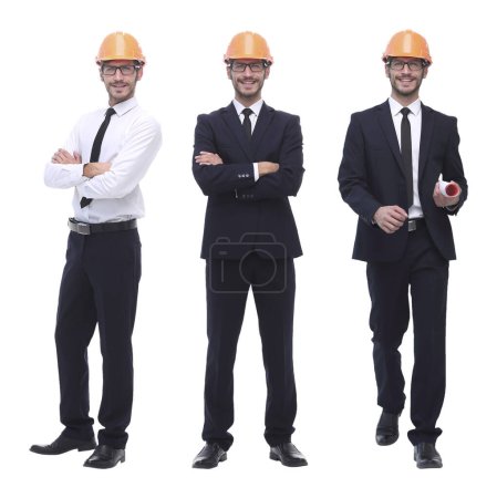 Photo for "in full growth .successful architect engineer in orange helmet." - Royalty Free Image
