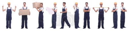 Photo for In full growth. skilled handyman isolated on white. - Royalty Free Image