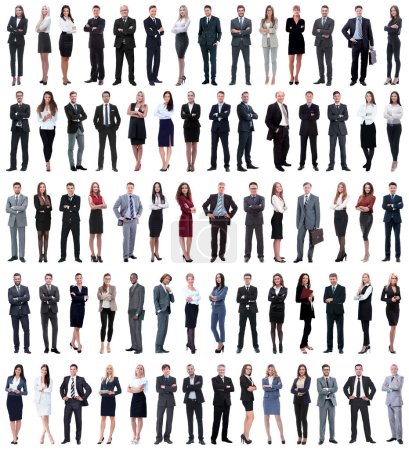 Foto de Collage de jóvenes empresarios de pie en una fila. - Imagen libre de derechos