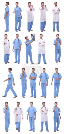 Téléchargez les photos : "collage d'une variété de médecins debout dans une rangée" - en image libre de droit