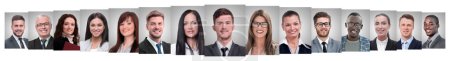 Téléchargez les photos : Collage panoramique de portraits de gens d'affaires prospères - en image libre de droit