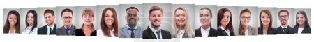 Téléchargez les photos : Collage panoramique de portraits d'employés à succès - en image libre de droit