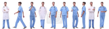 Téléchargez les photos : "groupe de collage panoramique de médecins. isolé sur blanc" - en image libre de droit