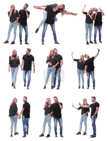 Téléchargez les photos : Collage de photos d'un beau jeune couple - en image libre de droit