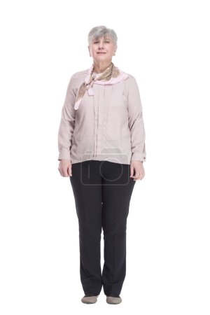 Photo for Cute old woman shopper in casual clothes. isolated - Royalty Free Image