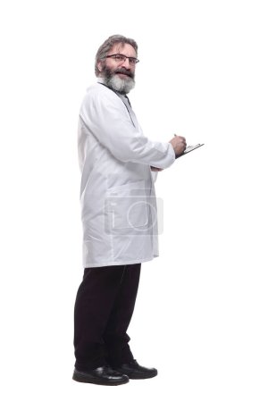 Photo for Doctor is a therapist with a clipboard. isolated on a white - Royalty Free Image