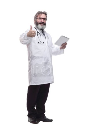 Photo for Doctor therapist pointing to the form in the clipboard - Royalty Free Image