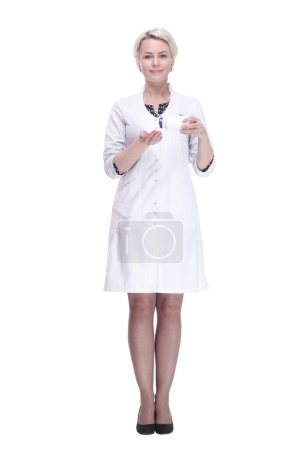 Photo for Female doctor using sanitizer. isolated on a white background. - Royalty Free Image