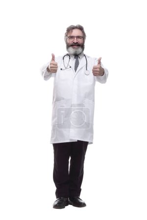 Photo for Friendly doctor giving a thumbs up. isolated on a white - Royalty Free Image