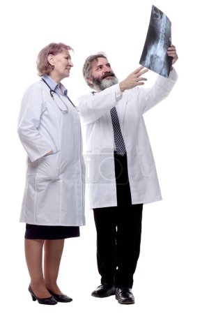 Photo for Medical colleagues discussing the x-ray . isolated on a white - Royalty Free Image