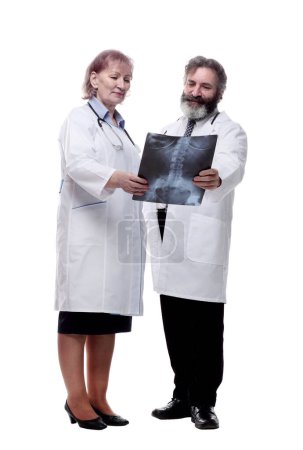 Photo for Medical colleagues discussing the x-ray . isolated on a white - Royalty Free Image