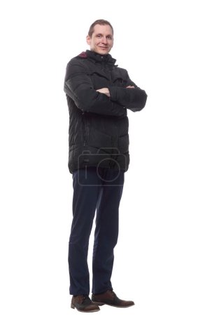 Photo for "confident young man in an autumn jacket . isolated on a white" - Royalty Free Image