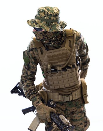 Photo for Portrait of modern warfare soldier - Royalty Free Image
