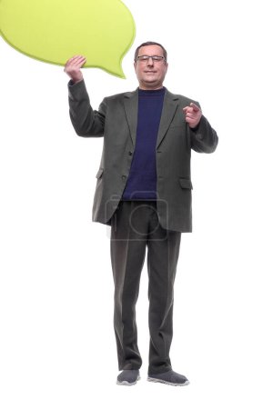 Photo for Full-length. casual Mature man with a speech bubble. - Royalty Free Image