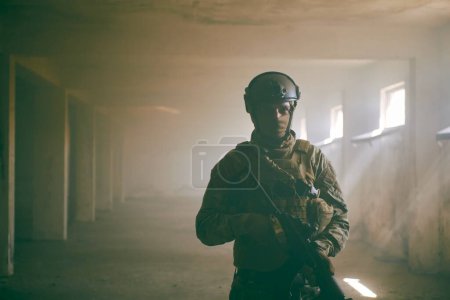 Photo for Modern warfare soldier in urban environment - Royalty Free Image