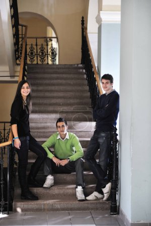 Photo for Students group on stairs - Royalty Free Image