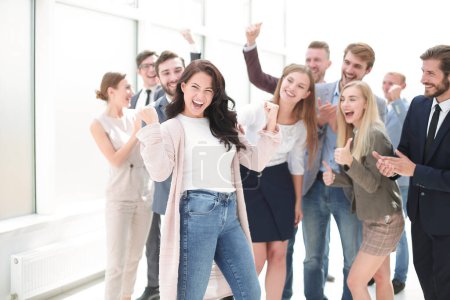 Photo for Group of happy young people. success concept - Royalty Free Image