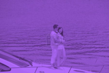 Téléchargez les photos : Day time shot of young couple on yacht - en image libre de droit