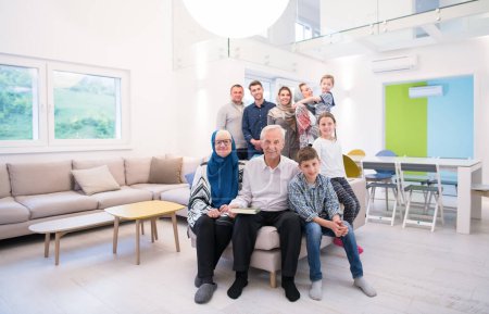 Photo for Portrait of happy modern muslim family - Royalty Free Image