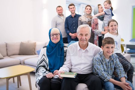 Photo for Portrait of happy modern muslim family - Royalty Free Image