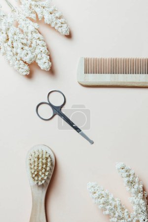 Photo for Beauty cosmetic bundle for skin hair care. Package in row on bright millenial pink background. Sunny still life beauty branding set with fern shadows. Salon products mock up - Royalty Free Image
