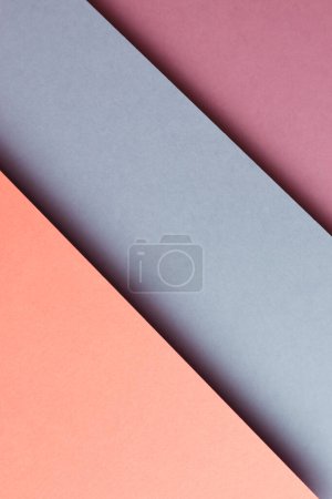 Photo for Abstract orange blue purple color paper geometry composition background, minimalist shadows, copy space. Minimal geometric shapes. Colorful background concept - Royalty Free Image