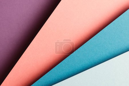 Photo for Abstract purple, blue and orange and yellow color paper geometry composition background with shapes, minimalist shadows, copy space. Minimal geometric shapes. Colorful background concept - Royalty Free Image