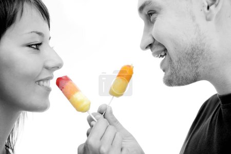 Photo for Foto of the man and woman with ice cream - Royalty Free Image