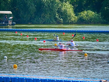 Photo for Russia 2021. rower on a sports kayak. general plan - Royalty Free Image