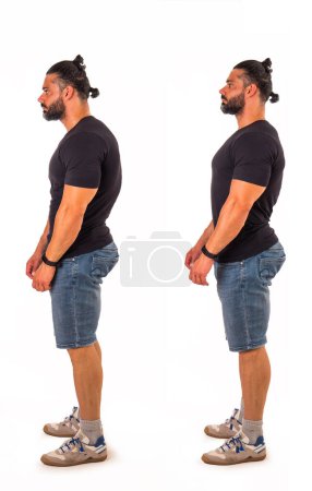 Photo for "Muscular man with stooped and straight back" - Royalty Free Image