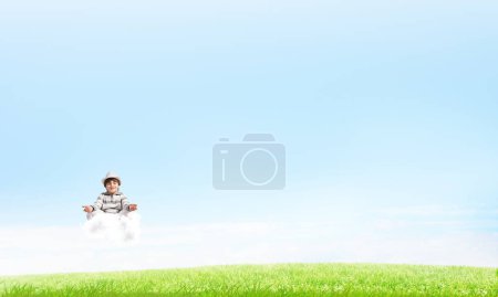 Photo for "Young boy keeping mind conscious." - Royalty Free Image